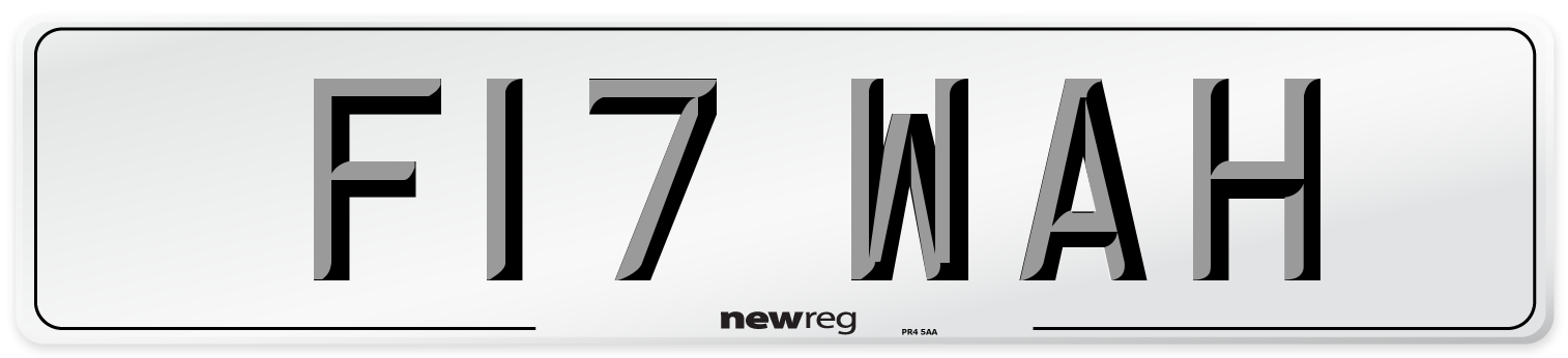 F17 WAH Number Plate from New Reg